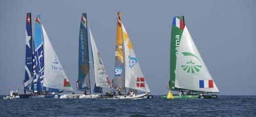 Groupama in action during Act 5 of the 2014 Extreme Sailing Series © Groupama